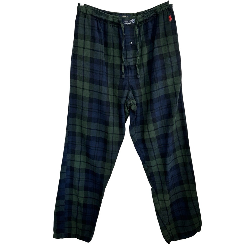 Polo Ralph Lauren Plaid Flannel Pajama Pants Large Preppy Heritage Pony‎ Grandpa